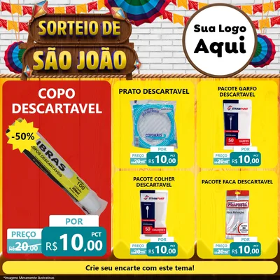 Modelo de Rede Social para Feed Facebook com o tema Sorteio de São João para Embalagens