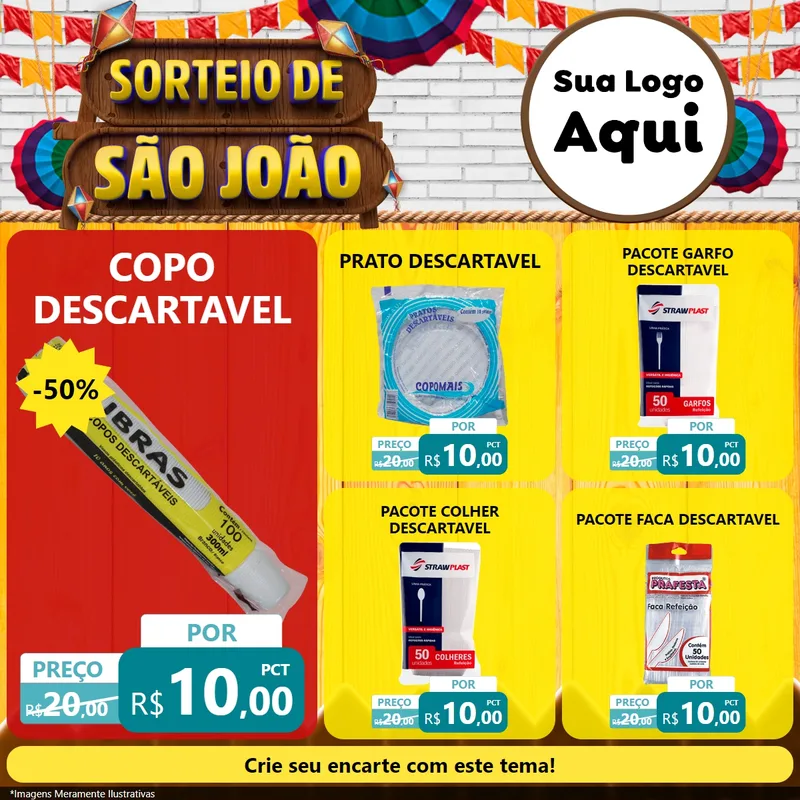 Modelo de Rede Social para Feed Facebook com o tema Sorteio de São João para Embalagens