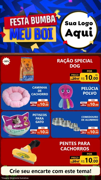 Modelo de TV para TV Vertical com o tema Festa Bumba meu Boi para Pet Shop