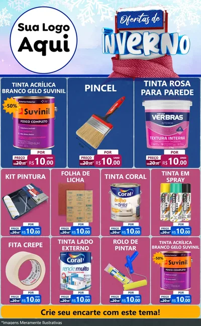Modelo de Encarte para Encarte Grande com o tema Ofertas de Inverno para Tintas e Ferramentas