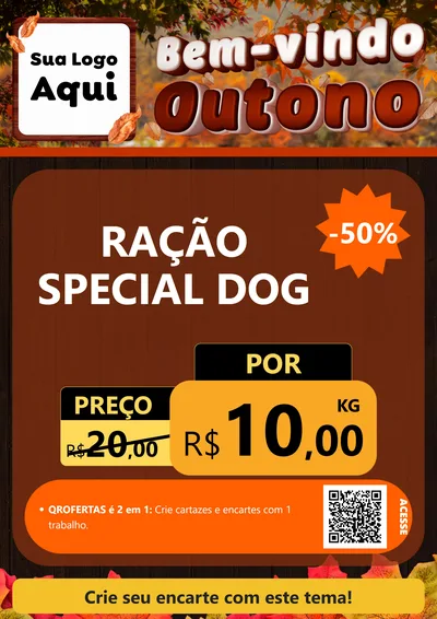 Modelo de Cartaz para Cartaz A4 Vertical com o tema Bem-vindo Outono para Pet Shop