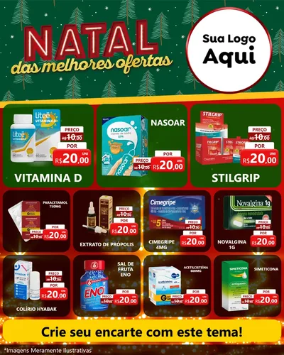 Modelo de Rede Social para Feed Instagram com o tema Natal das Melhores Ofertas para Farmácia