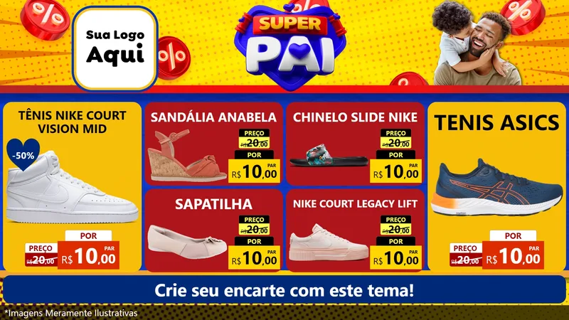 Modelo de TV para TV Horizontal com o tema Super Pai para Calçados