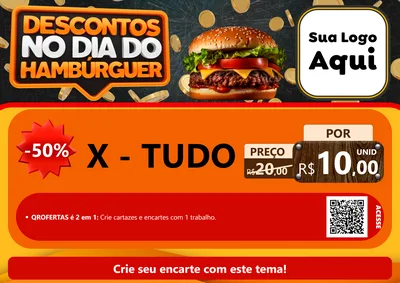 Modelo de Cartaz para Cartaz A4 Horizontal com o tema Descontos No Dia Do Hambúrguer para Hamburgueria