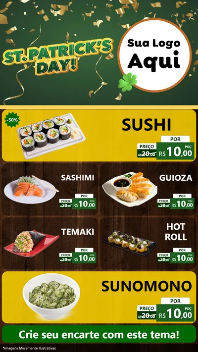 Modelo de TV para TV Vertical com o tema St Patriks Day para Comida japonesa