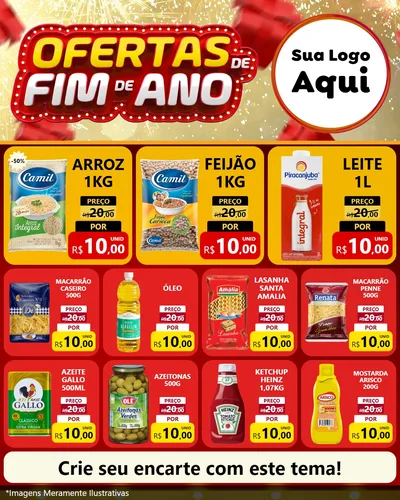 Modelo de Rede Social para Feed Instagram com o tema Ofertas de Fim de Ano para Supermercado