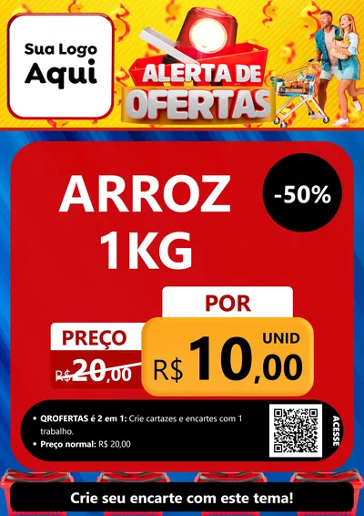 Modelo de Cartaz para Cartaz A4 Vertical com o tema Alerta de Ofertas para Supermercado