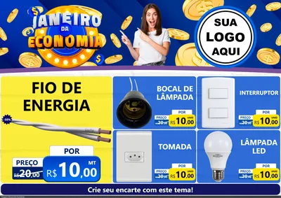 Modelo de Encarte para Encarte A4 Horizontal com o tema Janeiro da Economia para Materiais Elétricos