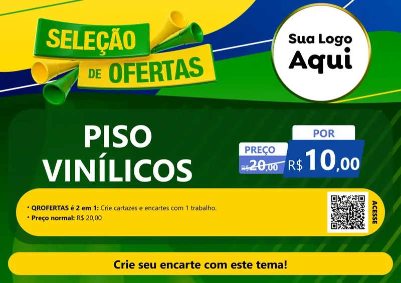Modelo de Cartaz para Cartaz A4 Horizontal com o tema Seleção de Ofertas - Copa para Material para Construção