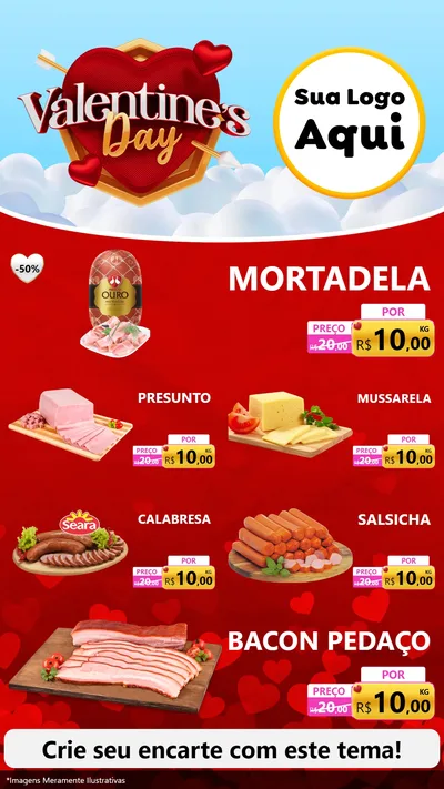 Modelo de TV para TV Vertical com o tema Valentine's Day para Frios e Laticínios