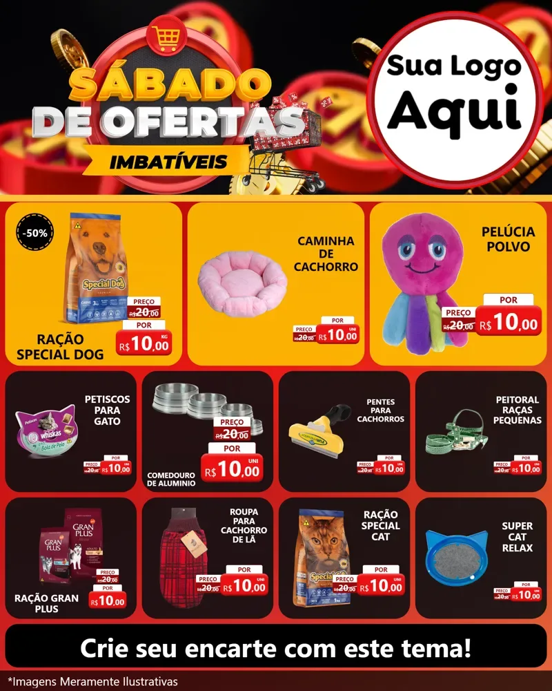 Modelo de Rede Social para Feed Instagram com o tema Sábado de Ofertas Imbatíveis para Pet Shop