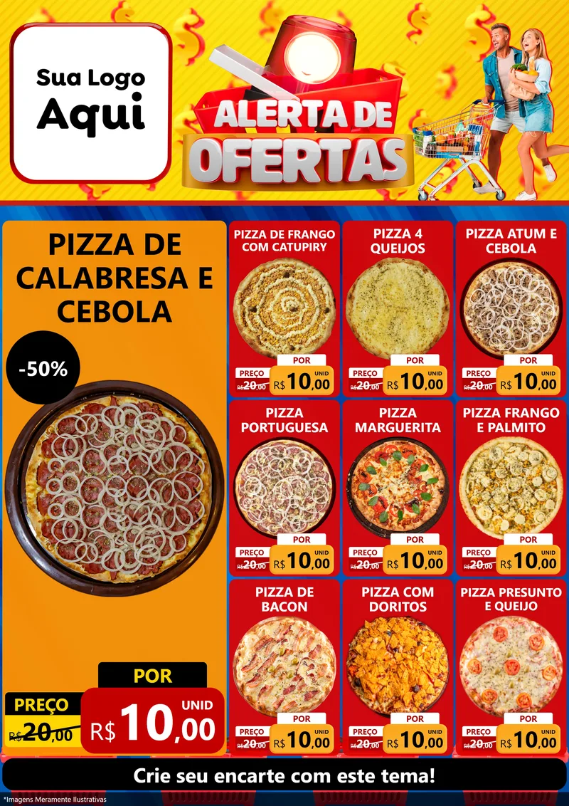 Modelo de Encarte para Encarte A4 Vertical com o tema Alerta de Ofertas para Pizzaria