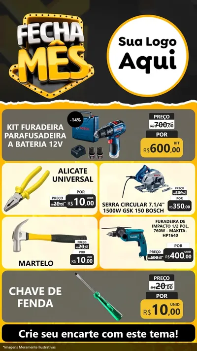 Modelo de TV para TV Vertical com o tema Fecha Mês para Maquinas e Ferramentas
