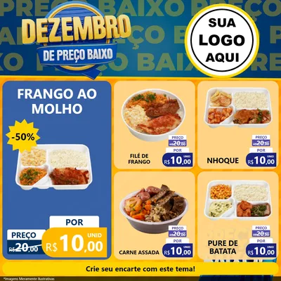 Modelo de Rede Social para Feed Facebook com o tema Dezembro de Preço Baixo para Restaurante