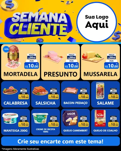 Modelo de Rede Social para Feed Instagram com o tema Semana do Cliente para Frios e Laticínios