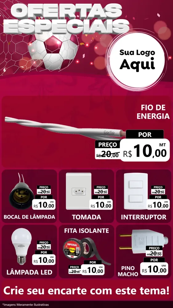 Modelo de Rede Social para Stories com o tema Ofertas Especiais - Futebol para Materiais Elétricos