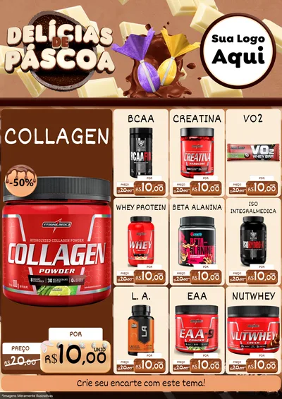 Modelo de Encarte para Encarte A4 Vertical com o tema Delícias de Páscoa para Suplementos alimentares