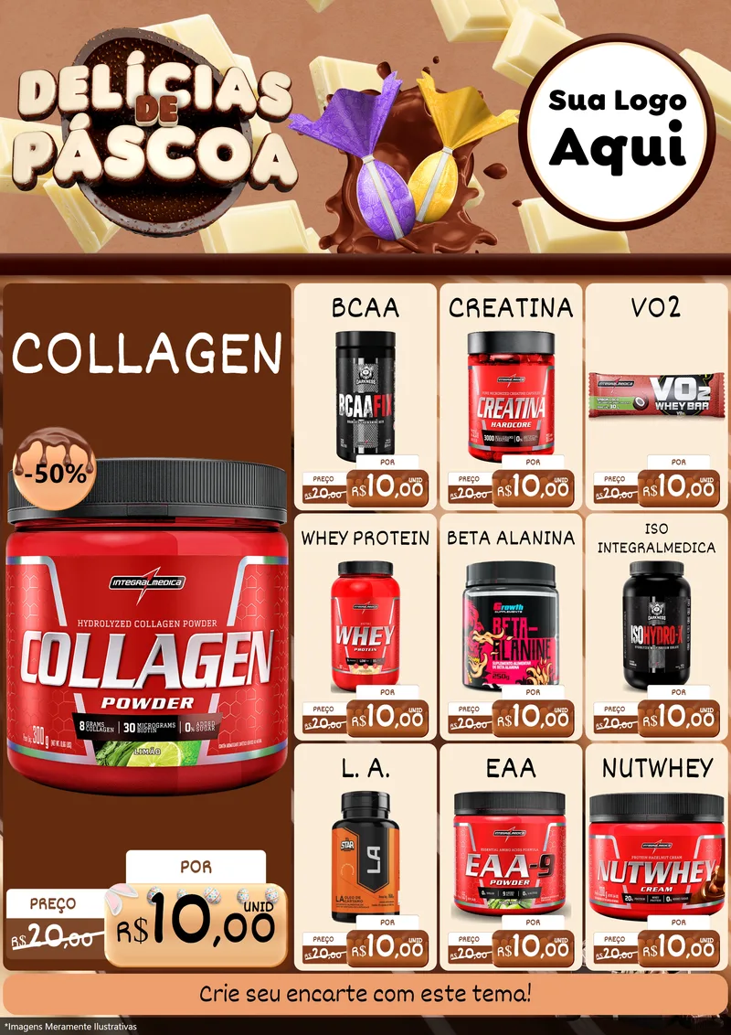Modelo de Encarte para Encarte A4 Vertical com o tema Delícias de Páscoa para Suplementos alimentares