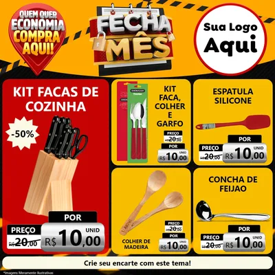 Modelo de Rede Social para Feed Facebook com o tema Fecha Mês para Utilidades Domésticas