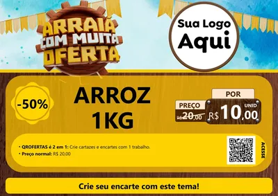 Modelo de Cartaz para Cartaz A4 Horizontal com o tema Ofertas de São João - Junina para Supermercado
