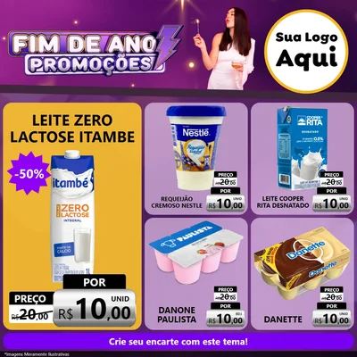 Modelo de Rede Social para Feed Facebook com o tema Fim de Ano Promoções para Frios e Laticínios