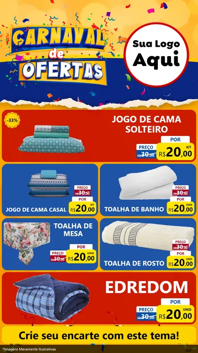 Modelo de TV para TV Vertical com o tema Carnaval de Ofertas para Cama, Mesa e Banho