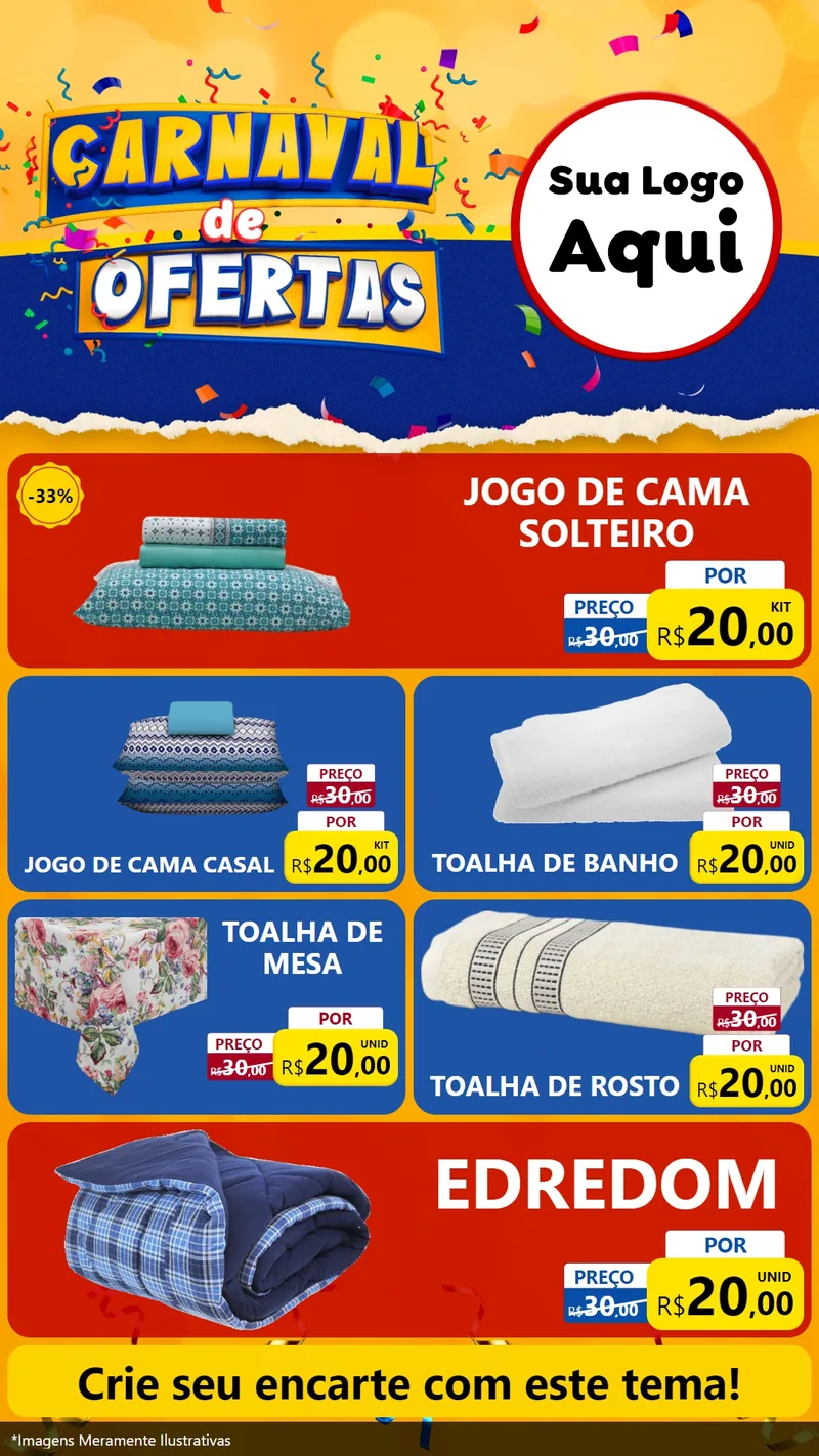 Modelo de TV para TV Vertical com o tema Carnaval de Ofertas para Cama, Mesa e Banho