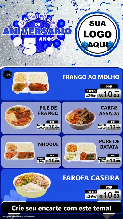 Modelo de TV para TV Vertical com o tema Promoção de Aniversário - 5 Anos para Restaurante