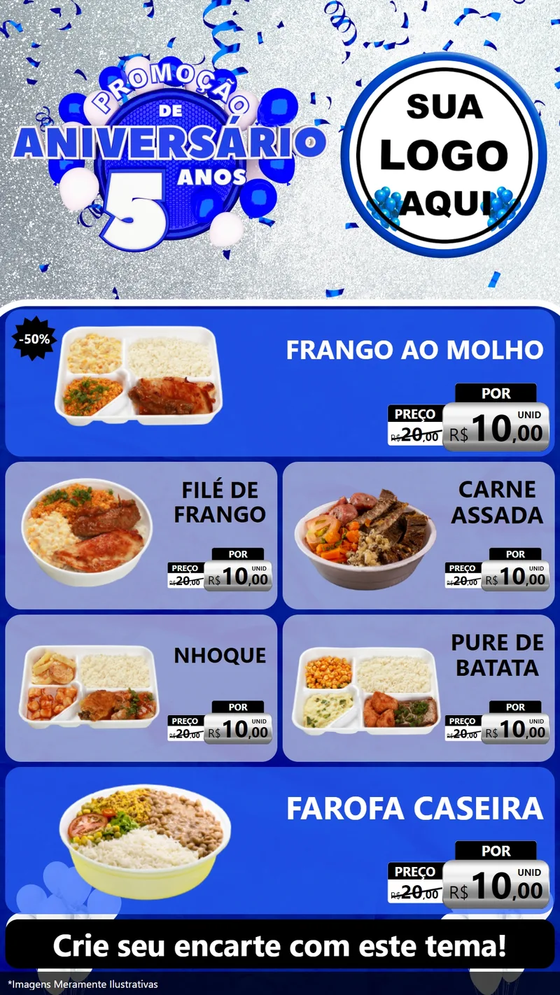 Modelo de TV para TV Vertical com o tema Promoção de Aniversário - 5 Anos para Restaurante