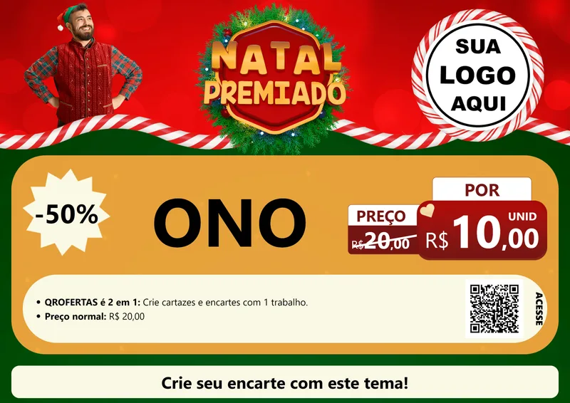 Modelo de Cartaz para Cartaz A4 Horizontal com o tema Natal Premiado para Óticas