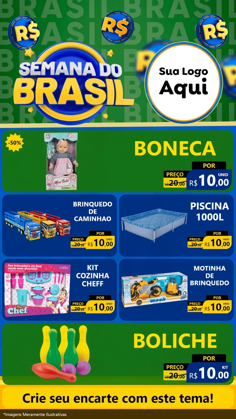 Modelo de TV para TV Vertical com o tema Semana Do Brasil para Brinquedos
