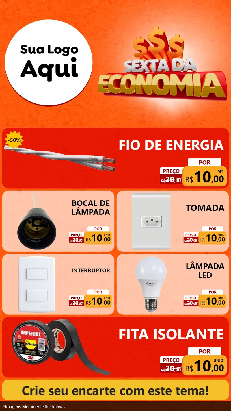 Modelo de TV para TV Vertical com o tema Sexta da Economia para Materiais Elétricos