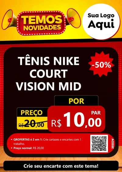 Modelo de Cartaz para Cartaz A4 Vertical com o tema Temos Novidades para Calçados