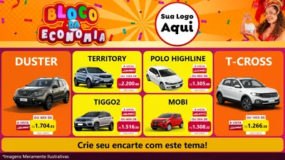 Modelo de TV para TV Horizontal com o tema Bloco da Economia para Concessionaria de Carros