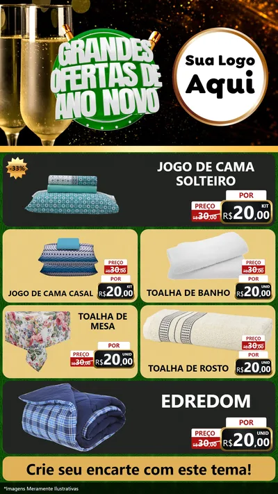 Modelo de TV para TV Vertical com o tema Grandes Ofertas de Ano Novo para Cama, Mesa e Banho