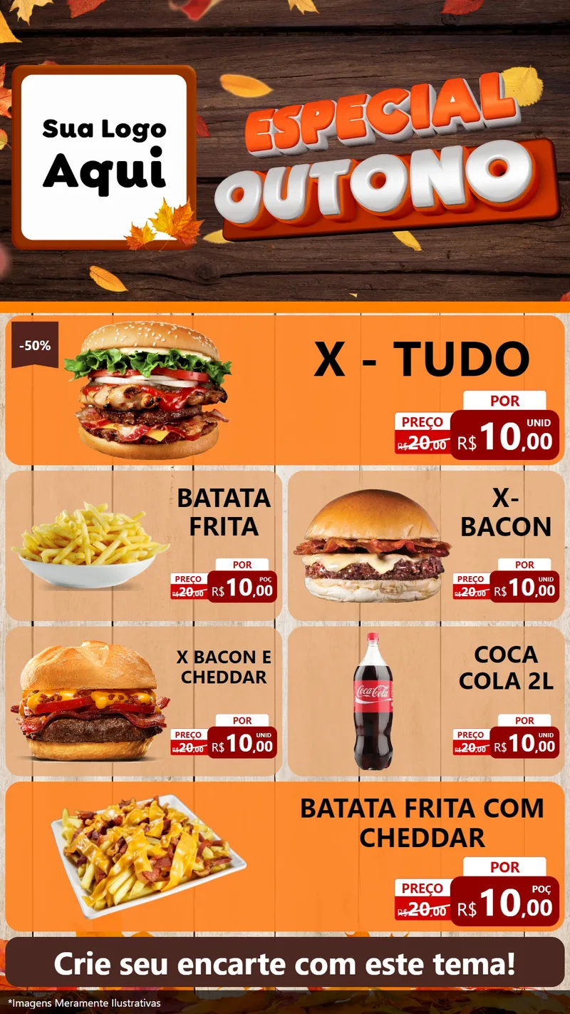 Modelo de TV para TV Vertical com o tema Especial Outono para Hamburgueria
