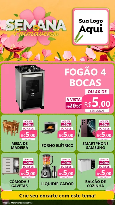 Modelo de Rede Social para Stories com o tema Semana da Primavera para Móveis e Eletro