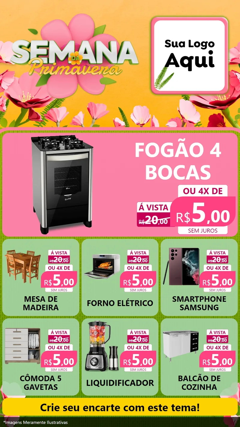 Modelo de Rede Social para Stories com o tema Semana da Primavera para Móveis e Eletro
