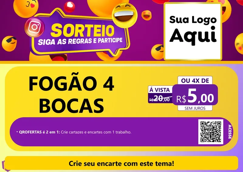 Modelo de Cartaz para Cartaz A4 Horizontal com o tema Sorteio para Móveis e Eletro