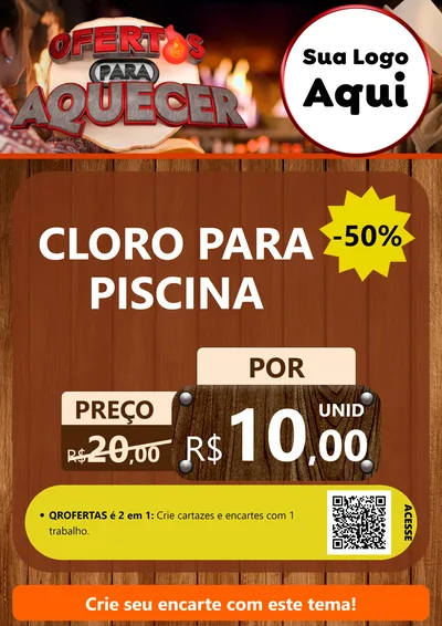 Modelo de Cartaz para Cartaz A4 Vertical com o tema Ofertas Para Aquecer para Produtos para Piscina
