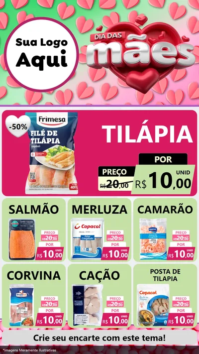 Modelo de Rede Social para Stories com o tema Dia das Mães para Peixaria