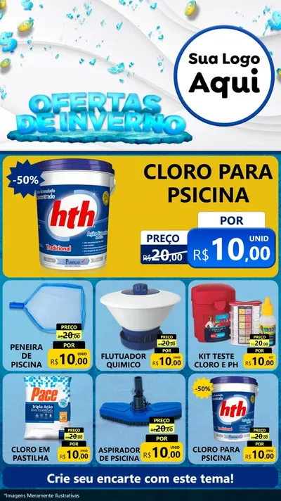 Modelo de Rede Social para Stories com o tema Ofertas de Inverno para Produtos para Piscina