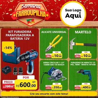 Modelo de Rede Social para Feed Facebook com o tema Semana Farroupilha para Maquinas e Ferramentas