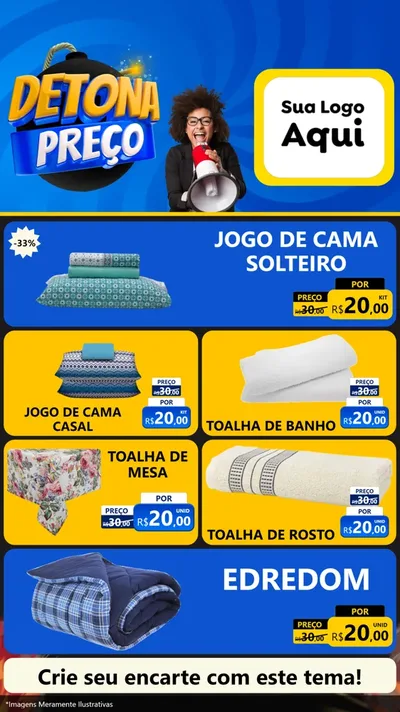 Modelo de TV para TV Vertical com o tema Detona Preços para Cama, Mesa e Banho
