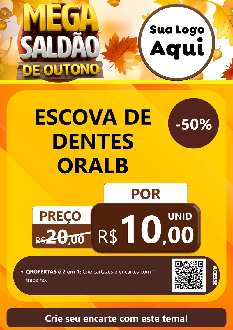 Modelo de Cartaz para Cartaz A4 Vertical com o tema Mega Saldão de Outono para Higiene Pessoal