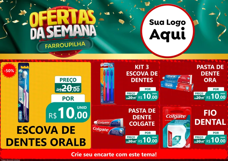 Modelo de Encarte para Encarte A4 Horizontal com o tema Ofertas da Semana Farroupilha para Higiene Pessoal