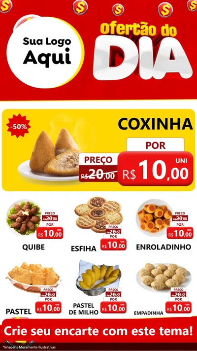 Modelo de Rede Social para Stories com o tema Ofertão do dia para Salgadaria
