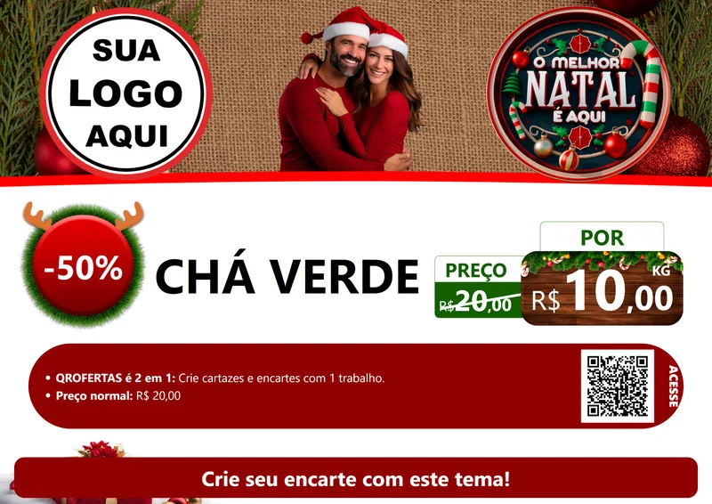 Modelo de Cartaz para Cartaz A4 Horizontal com o tema O Melhor Natal É Aqui para Produtos Naturais