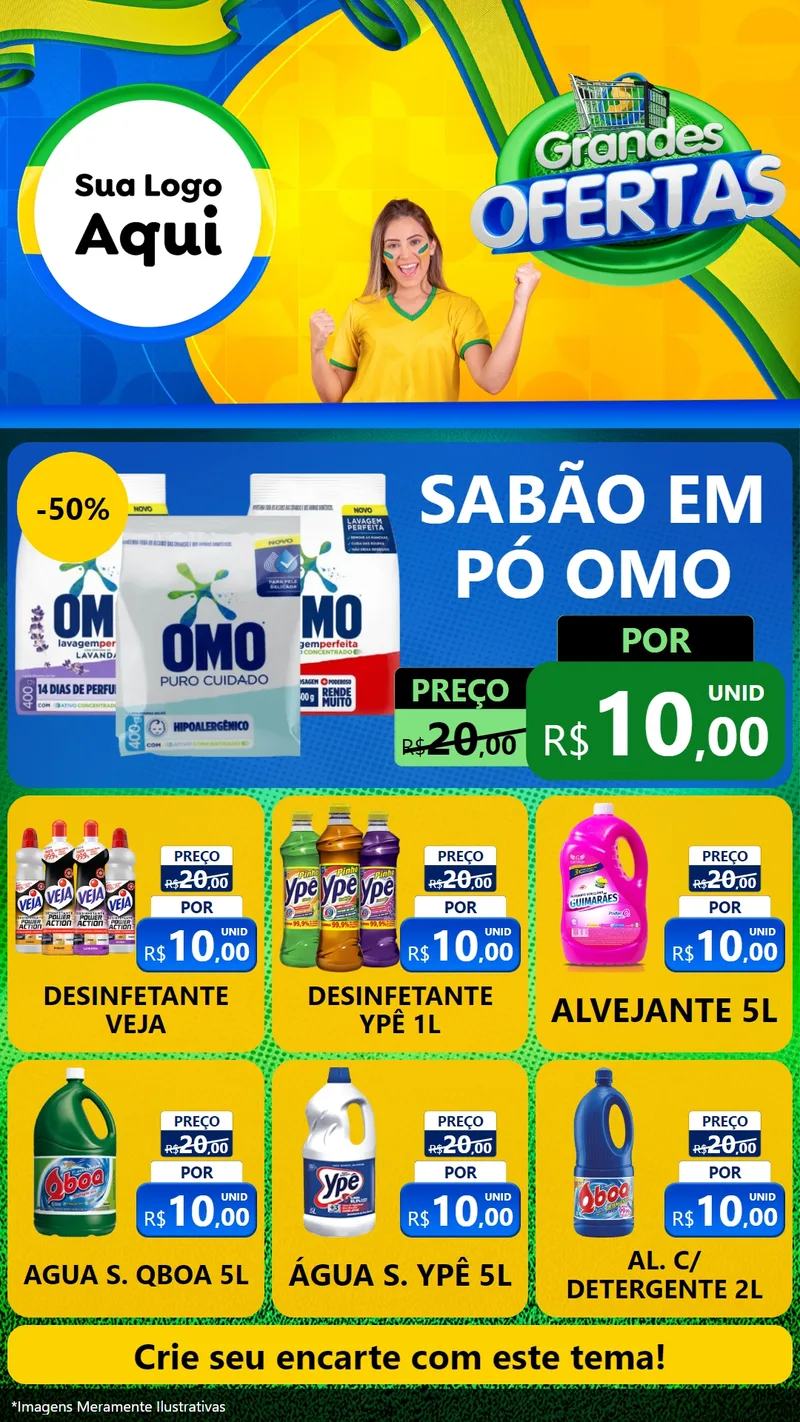 Modelo de Rede Social para Stories com o tema Grandes Ofertas para Produtos de Limpeza