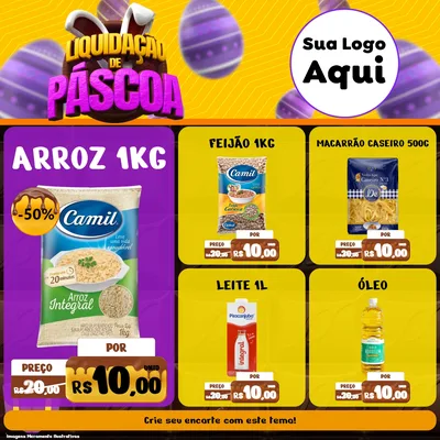 Modelo de Rede Social para Feed Facebook com o tema Liquidação de Páscoa para Supermercado